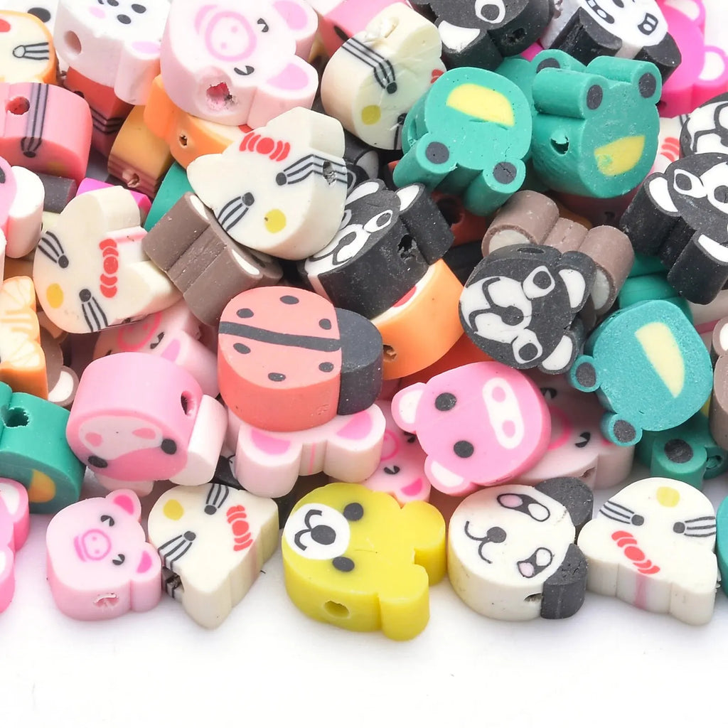 30PCS 10mm Heart Shape Polymer Clay Beads for DIY Jewelry Making and Handmade Bracelets