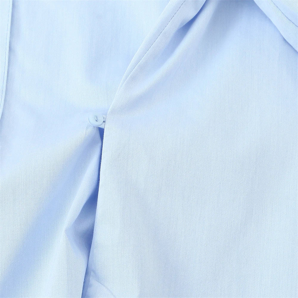 Women's Casual Waist Button-Up Shirt Long Sleeve Lapel Solid Color Slim Fit Spring Blouse