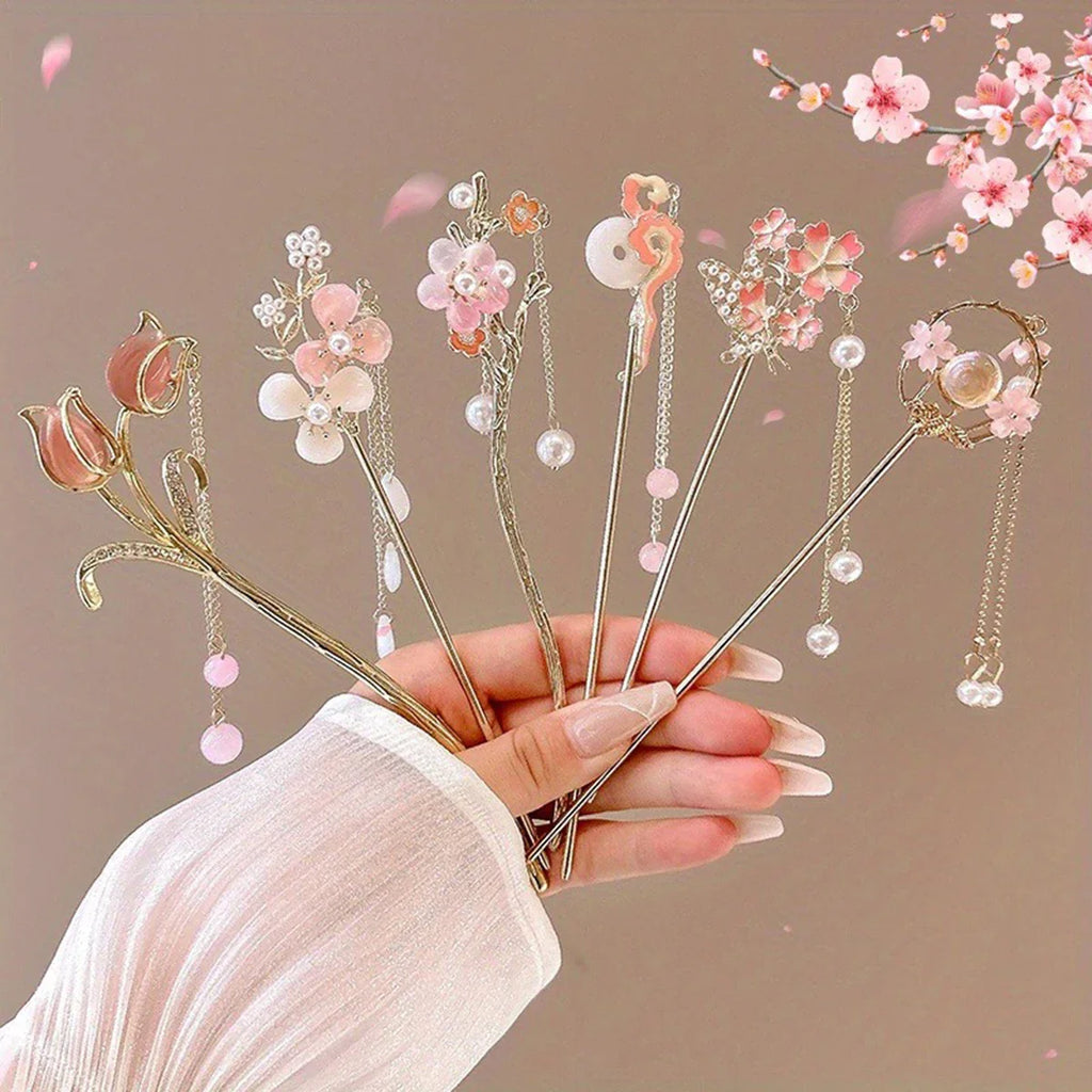 Romantic Chinese Style Hairpin Jewelry Accessory for Women and Girls Daily Wear