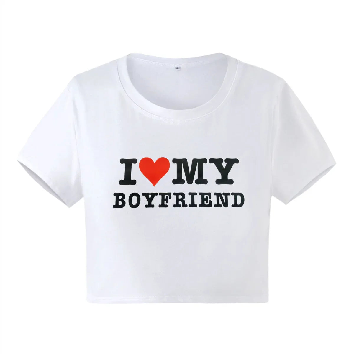 I Love My Boyfriend Summer Cotton Crop Tee for Girls and Women Short Sleeve T-Shirt