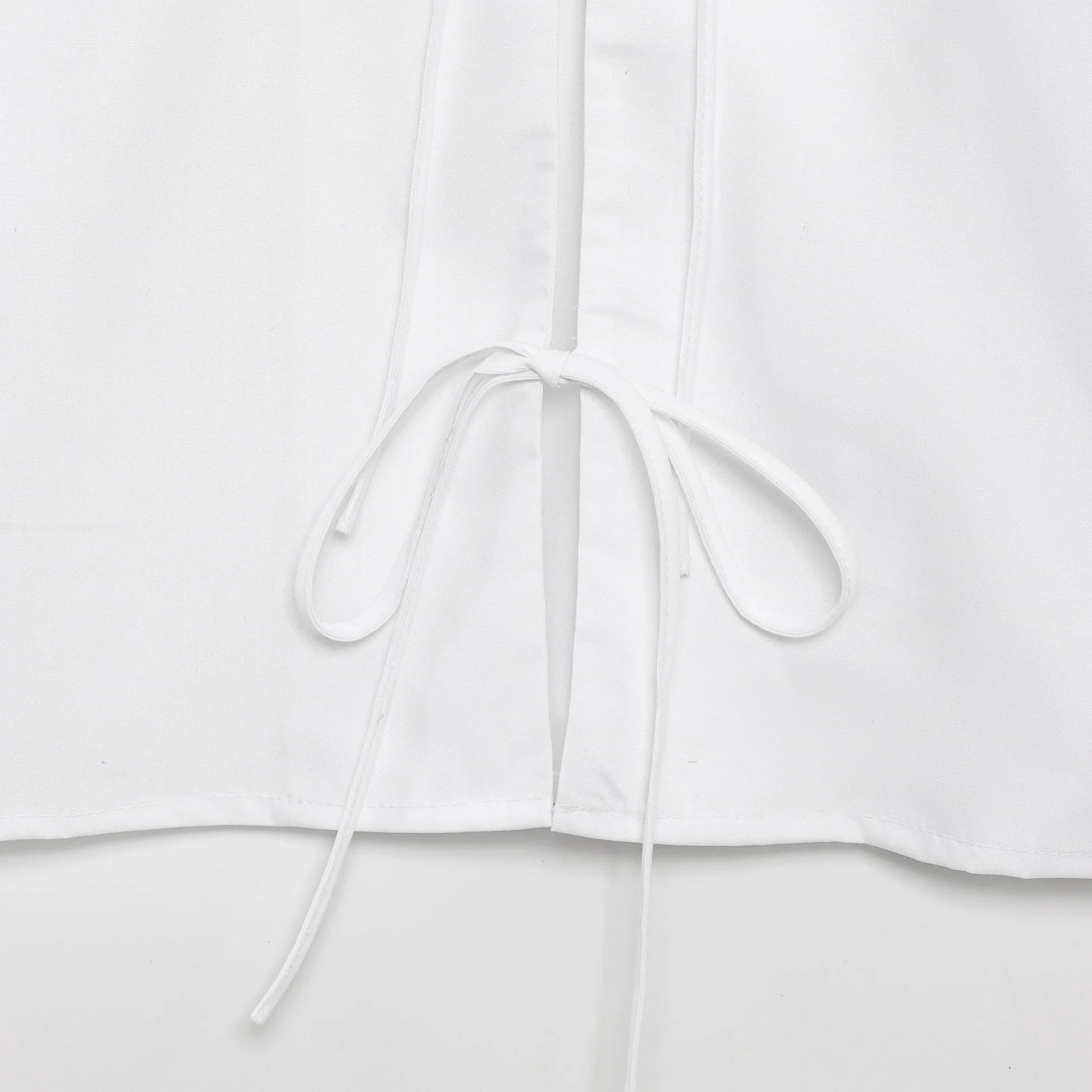 Women's Embroidered Lace-Up Poplin Shirt with Peter Pan Collar Puff Sleeves Loose Hem Casual Chic Top for Spring and Summer