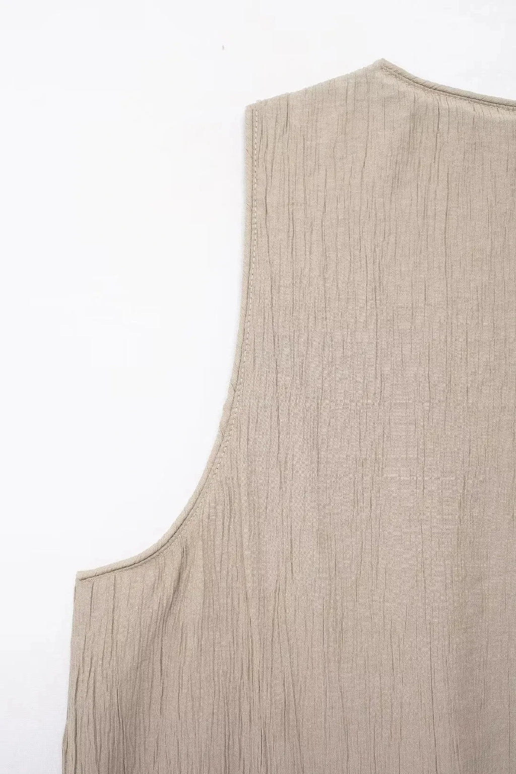 Women's Sleeveless V-Neck Lace-Up Cardigan Vest with Drawstring Pocket Casual Loose Skirt Two-Piece Set