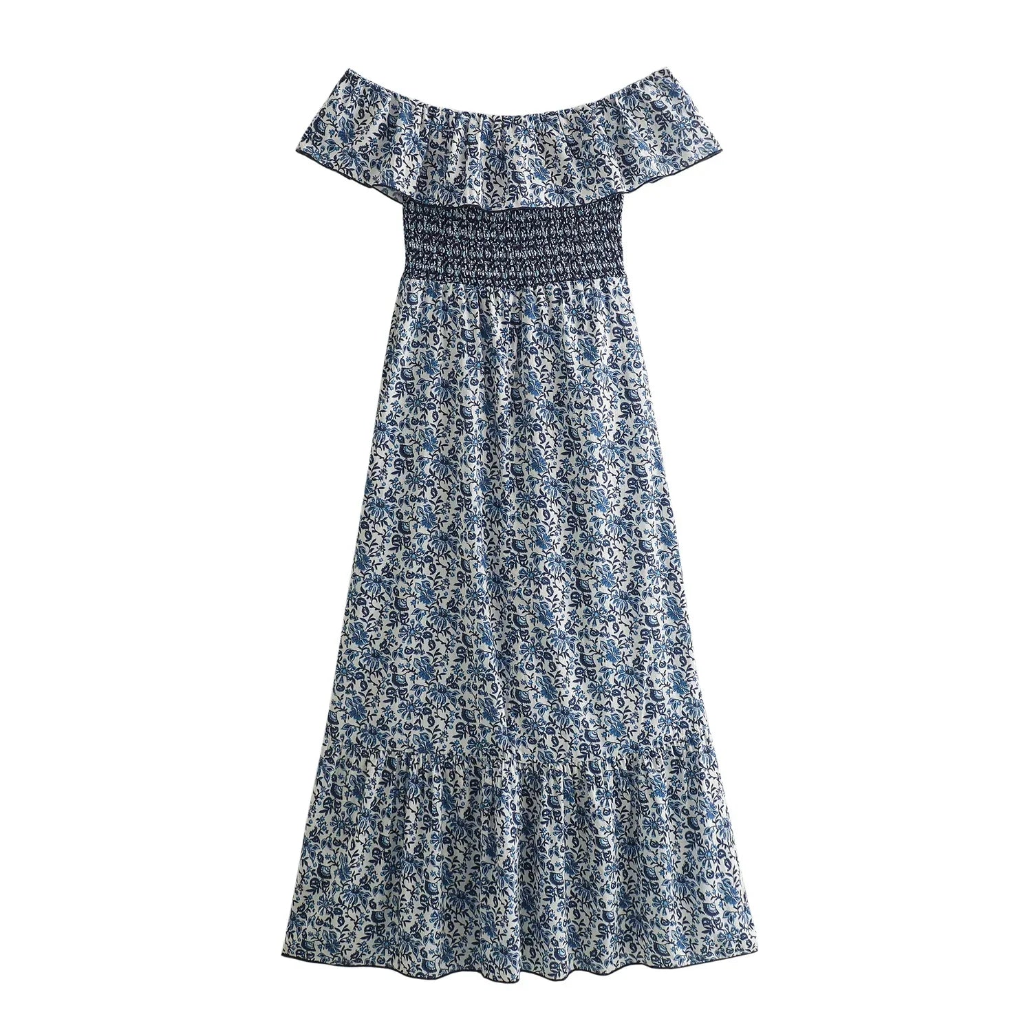 Off Shoulder Floral Print Long Vest Dress For Women