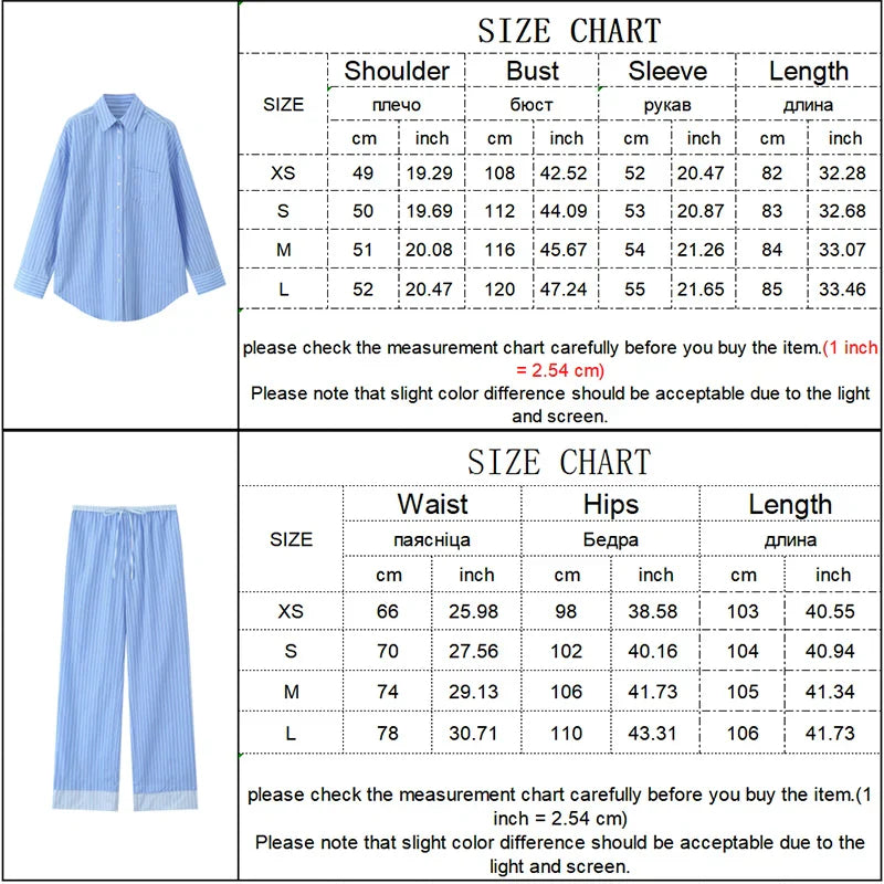 Fashionable Stripe Shirt and Wide Leg Pants Set for Women Casual Spring Outfit