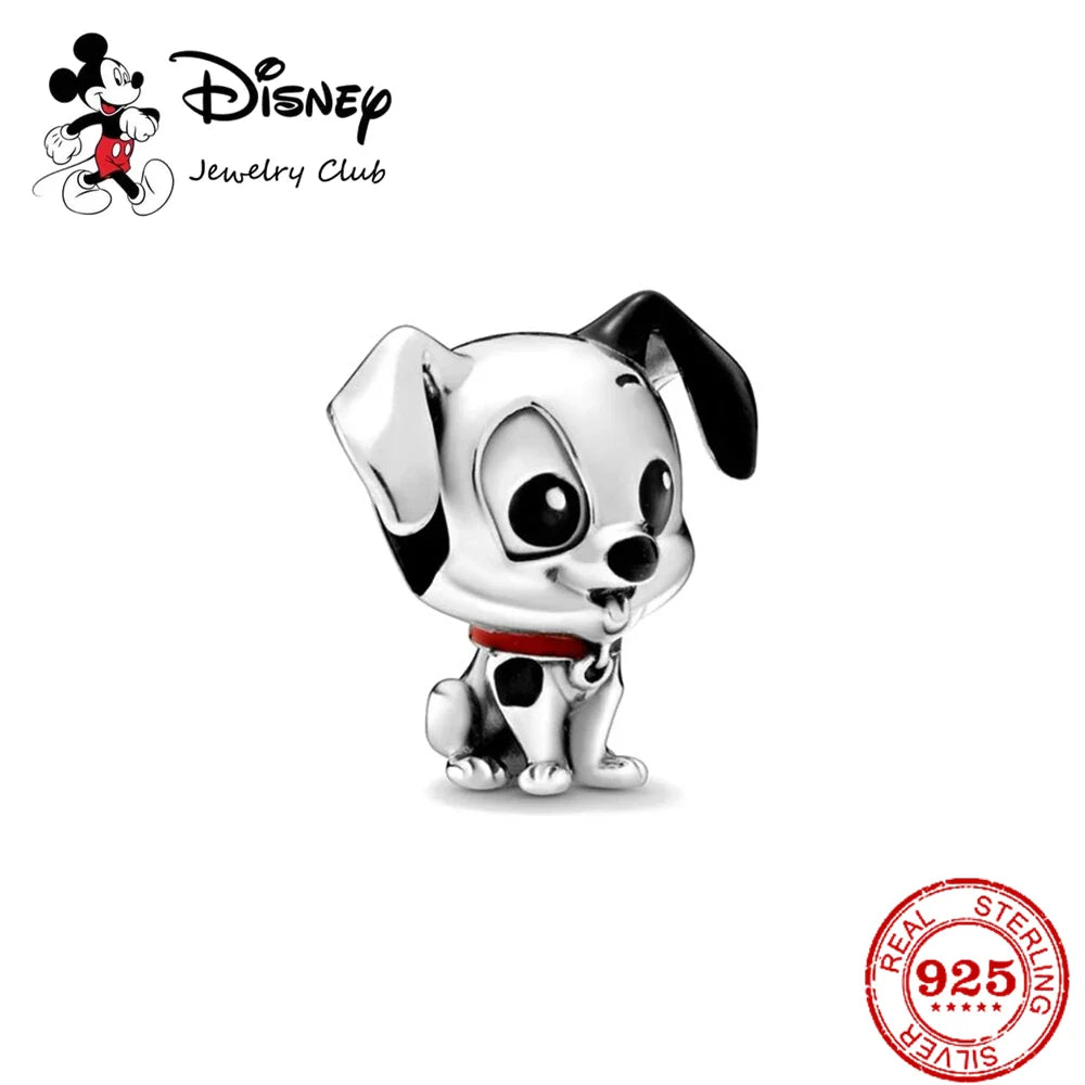 925 Sterling Silver Mickey Minnie Charm Beaded Fit Snake Bracelet DIY Ladies Jewelry