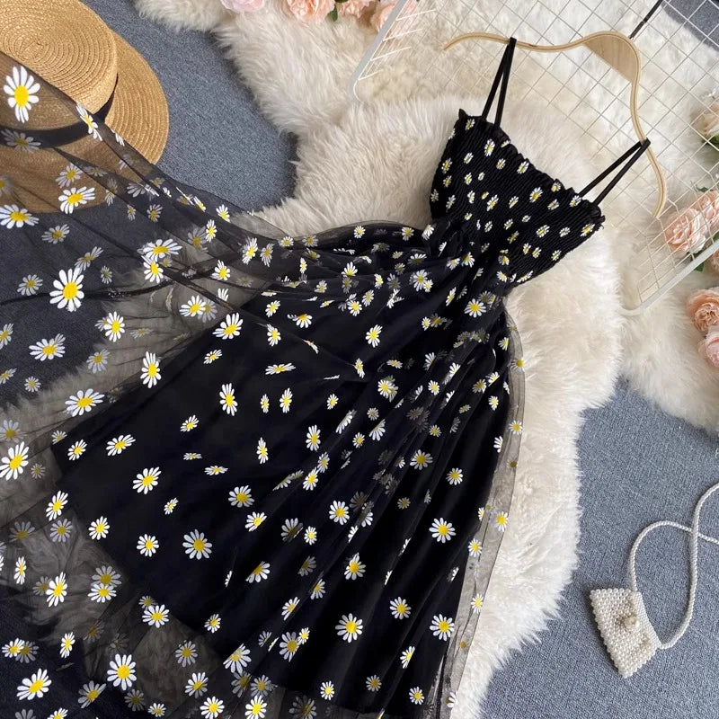 Floral Mesh Party Dress For Women Lightweight Beach Sundress