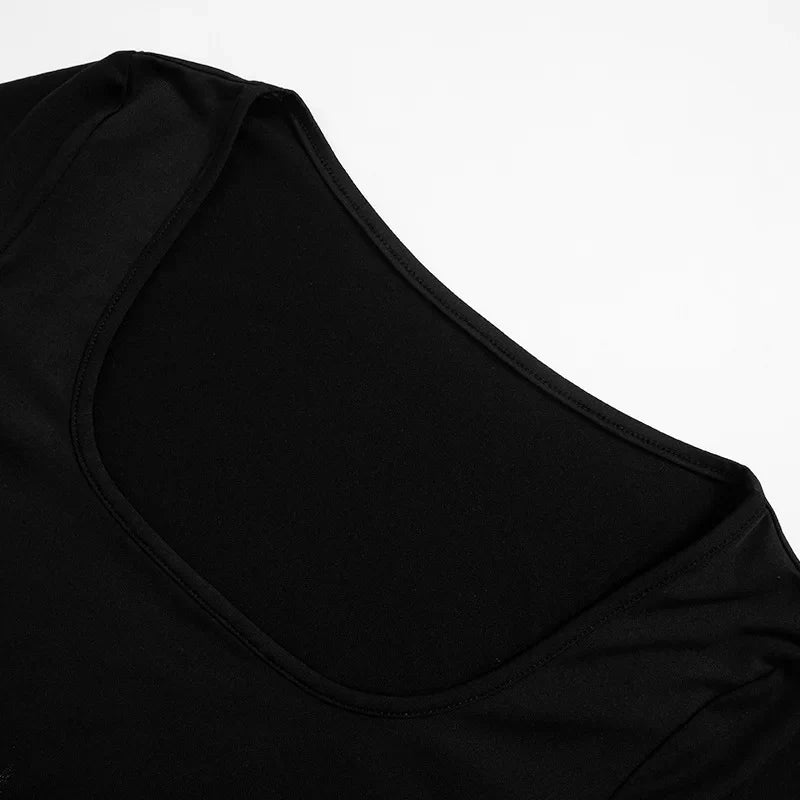 Autumn Square Collar Pullover Dress With Long Sleeves