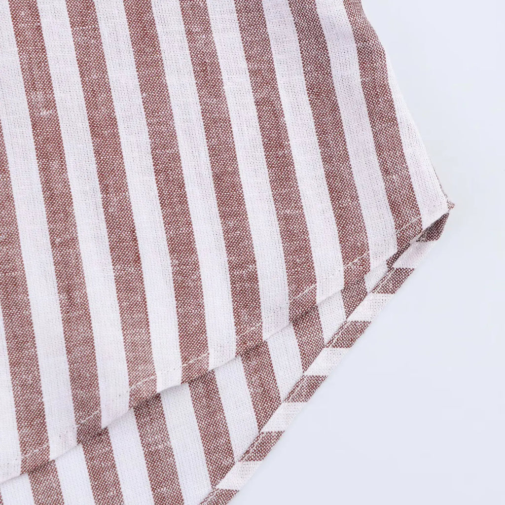 Women's Collared Shirt with Wide Sleeves Simple Striped Single Breasted Stylish Spring Top