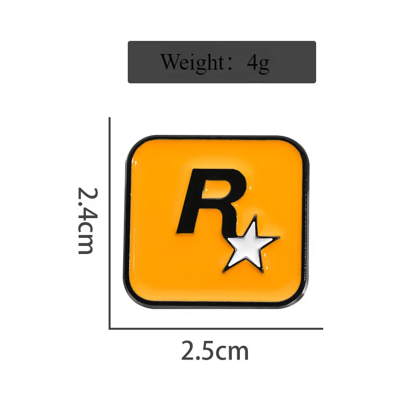 Cartoon R Star Alloy Brooch for Clothing and Bag Accessories, Exquisite Decorative Gift