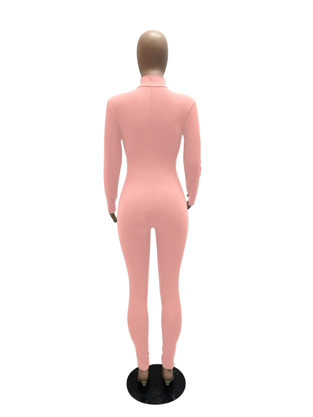 Women's Bodycon One-Piece Jumpsuit with Long Sleeves and Large Front Zipper Casual Sporty Skinny Workout Overalls Top