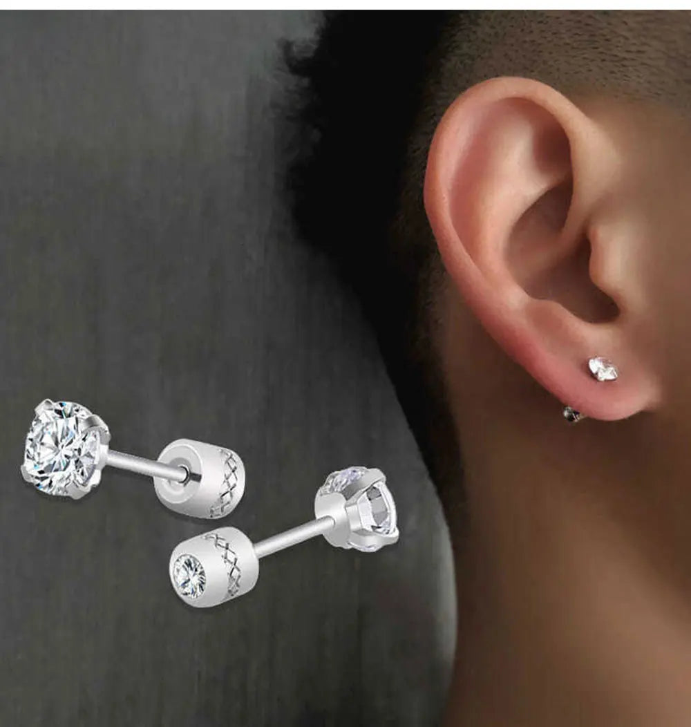 Stainless Steel Crystal Stud Earrings for Men and Women Durable Non-Fading Jewelry