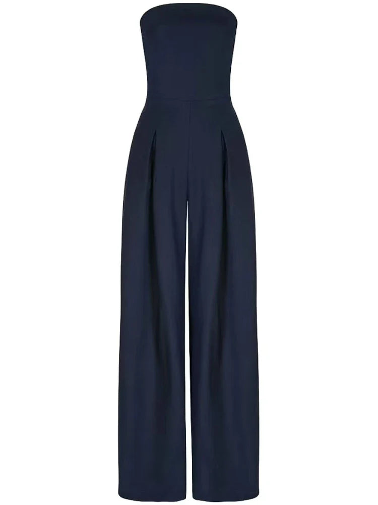 Women's Casual Backless Slim Fit Smocked Waist Temperament Jumpsuit for Elegant Daywear