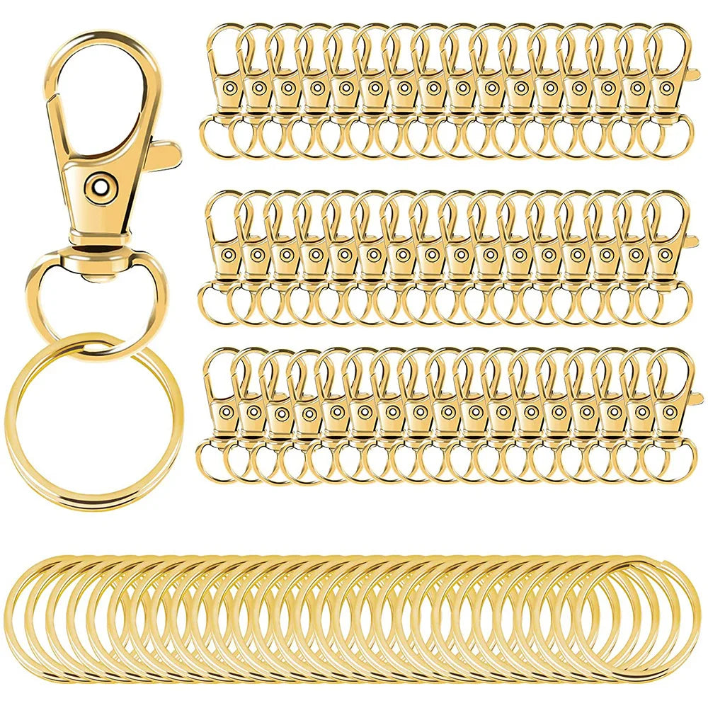 Swivel Clasps Lanyard Snap Hooks with Key Rings for Keychains and DIY Crafts