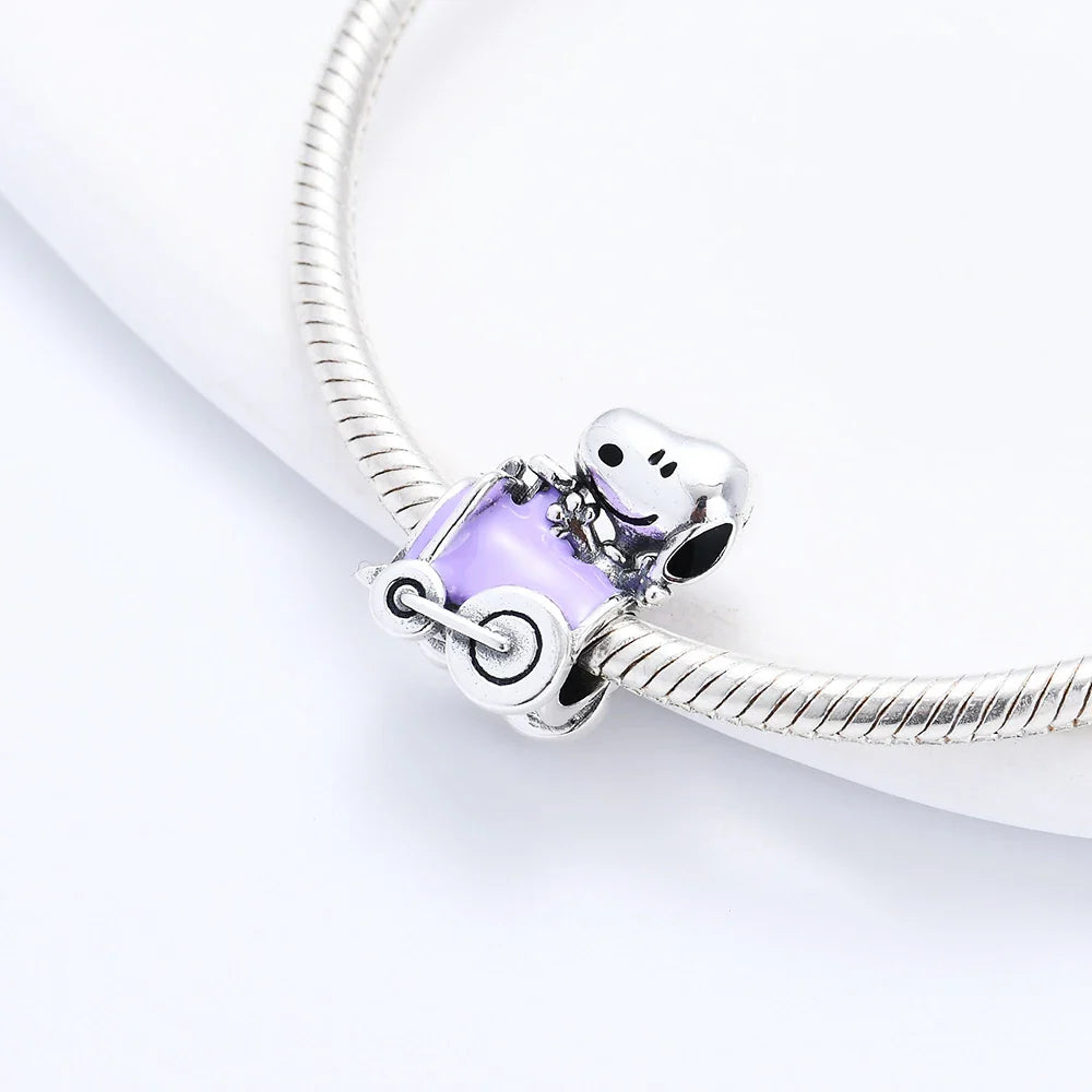 Snoopy Charlie Brown 925 Silver Charm Pendant for Women Fit 3mm Bracelets