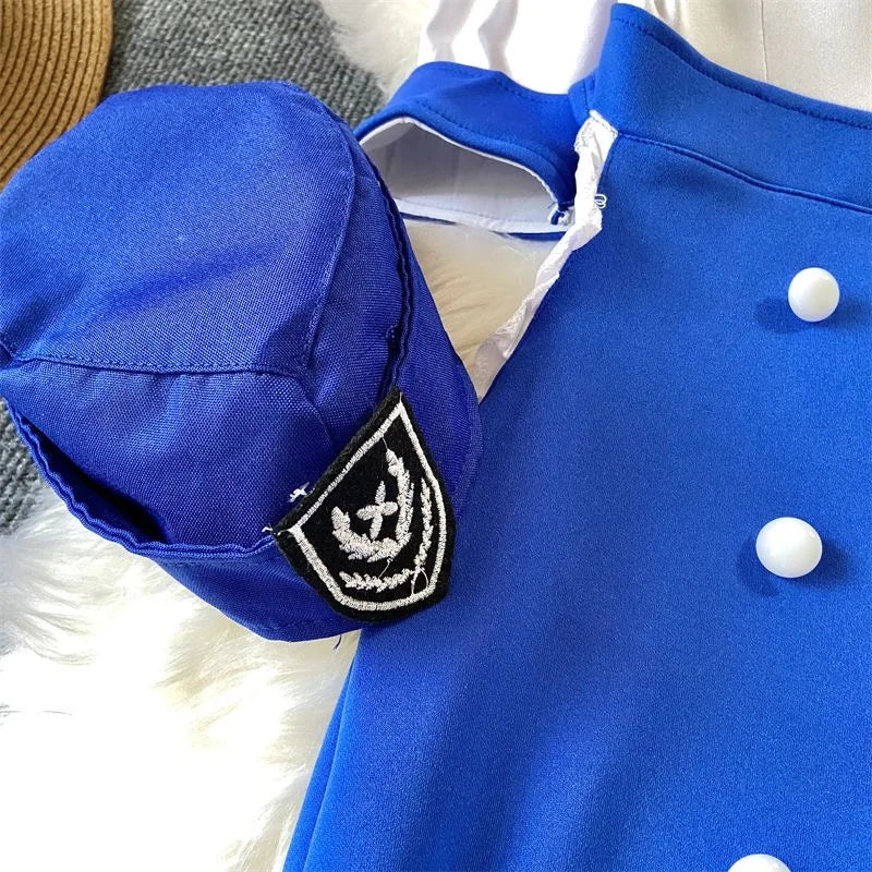 Flight Attendant Costume Nightdress With Metal Buttons