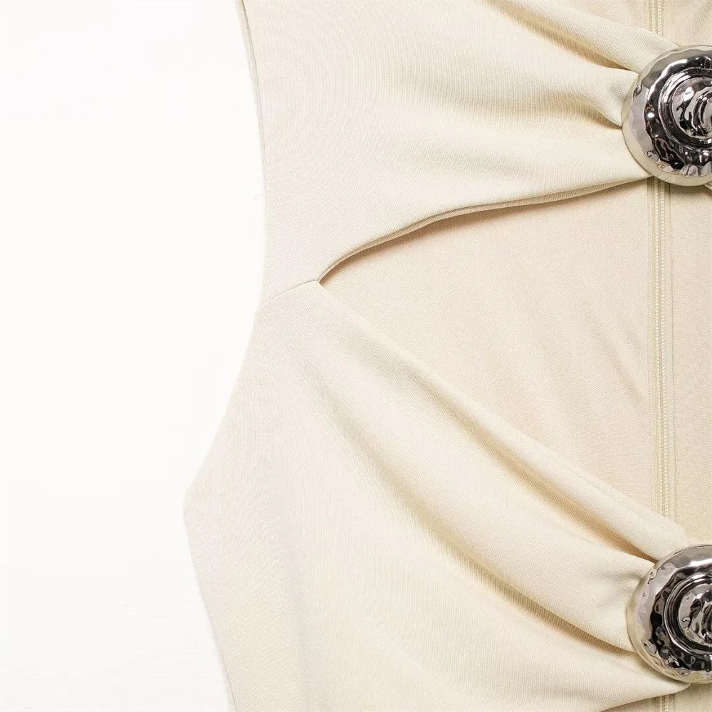 Sleeveless Summer Dress For Women Slimming Round Neck