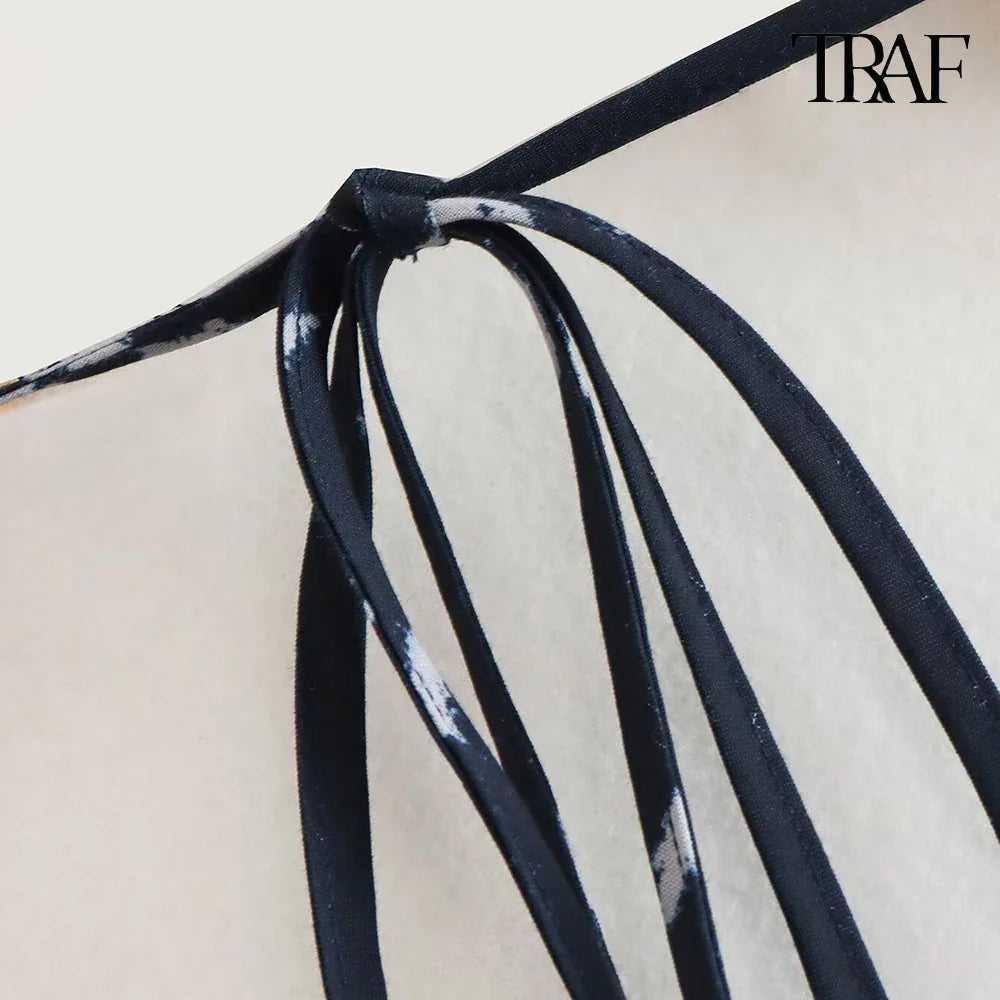 Backless Tie Dye Halter Mini Dress Deep V Neck Beach Party