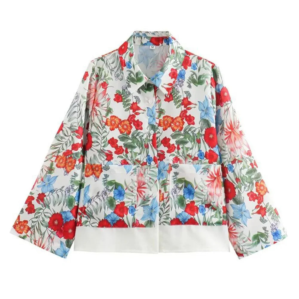 Women's Bohemian Casual Trousers Set with Long Sleeve Shirt and High Waisted Wide Leg Pants