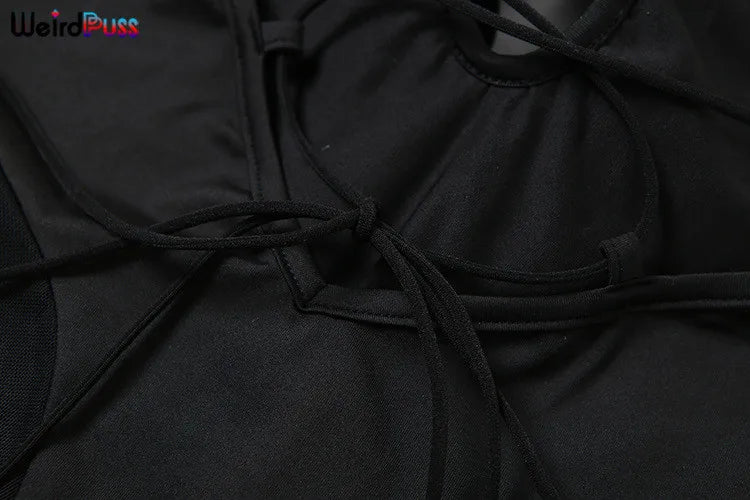 Deep V-Neck Sleeveless Backless Jumpsuit for Women Slim Fit Elastic Mesh Patchwork Skinny Stretch Flare Overalls