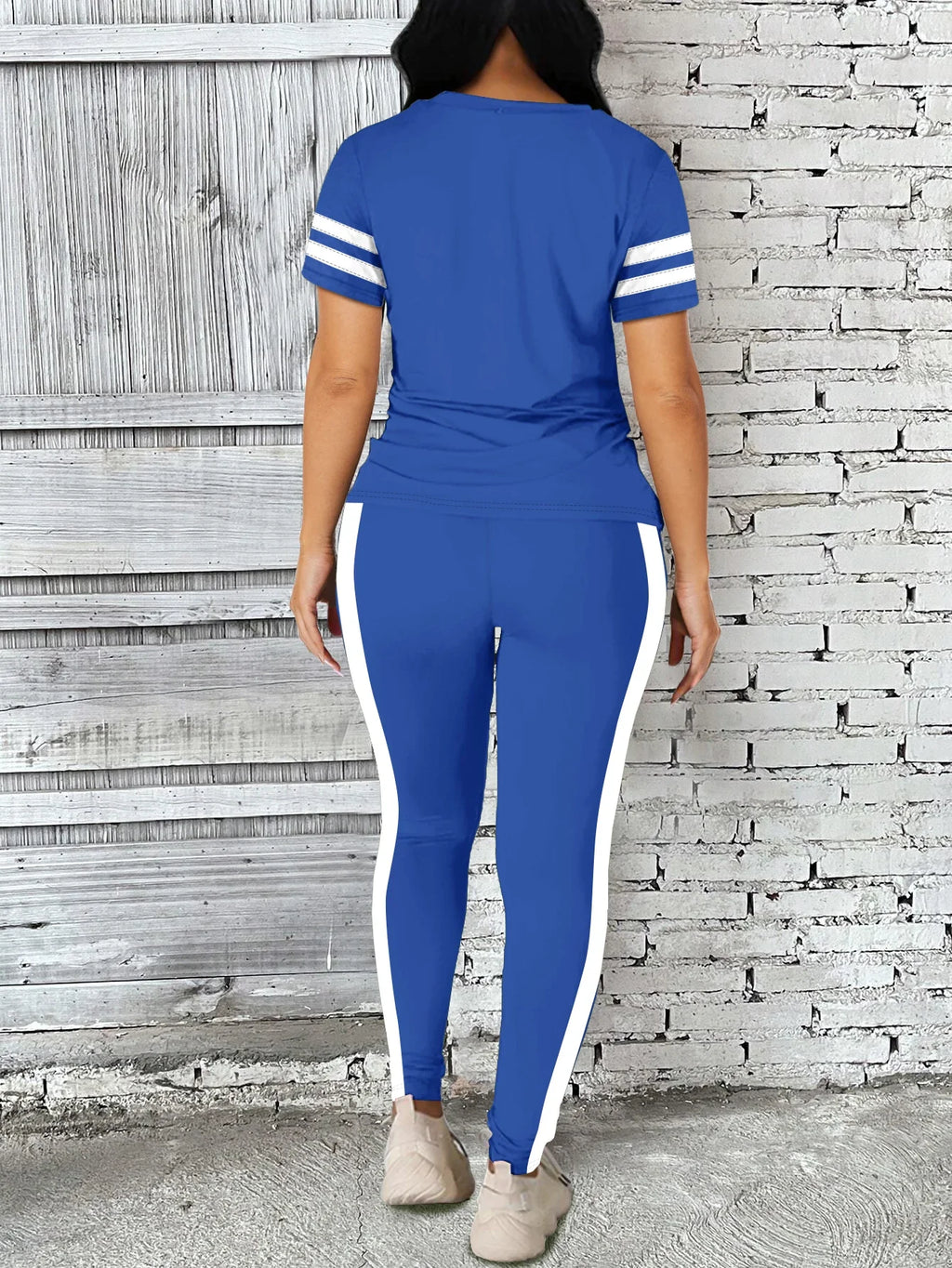 Women's Casual Yoga Set Comfortable Tie-Dye Stripe Activewear Fitness Outfit