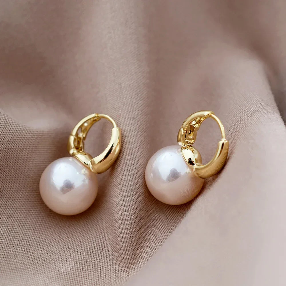 Minimalist Silver Pearl Earrings for Women, Elegant Fashion Wedding Jewelry, Perfect Gift Choice