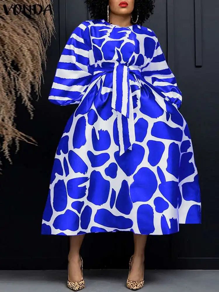 Satin Silk Long Sleeve Belted Party Dress for Summer