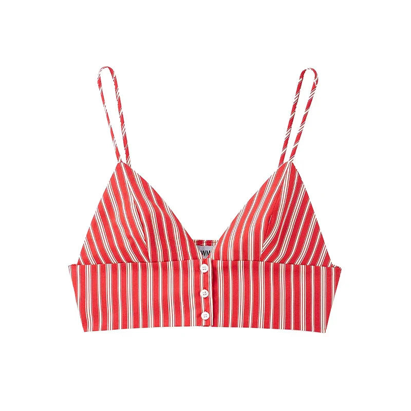 Women's Striped Backless Pleated Crop Top and Vintage Side Zipper Mini Skirt Two-Piece Set Chic and Stylish Skirt Outfit for Ladies