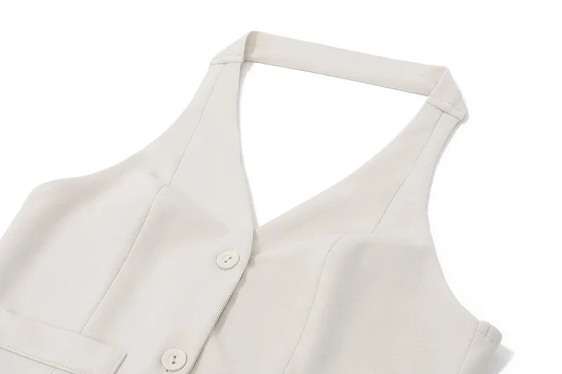 Casual V-Neck Sleeveless Tank Top and High-Waist Bodycon Hip Skirt Two-Piece Set for Women Retro Streetwear Fashion