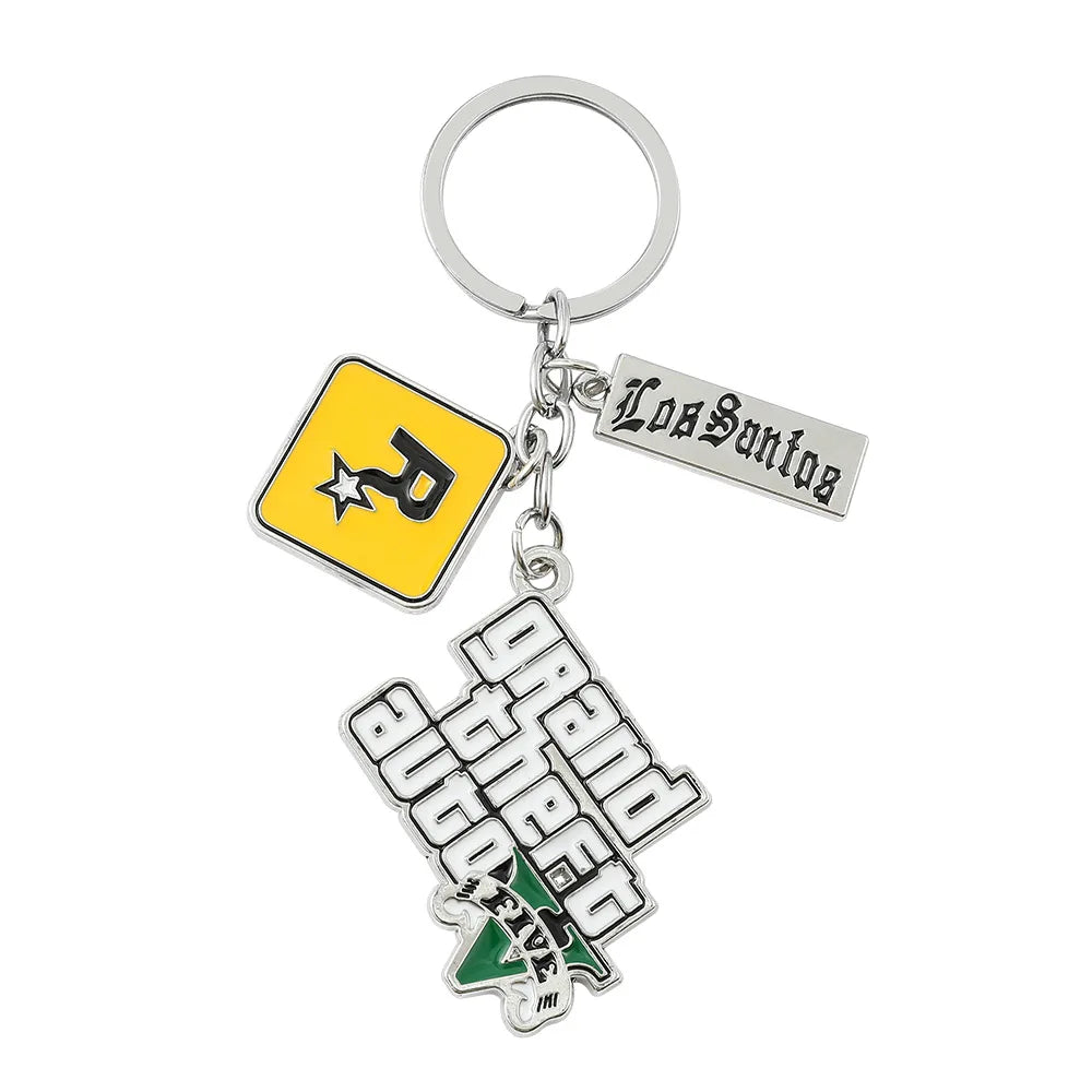 GTA V Keychain Grand Theft Auto 5 Star Pendant Keyring for Men Fashion Jewelry