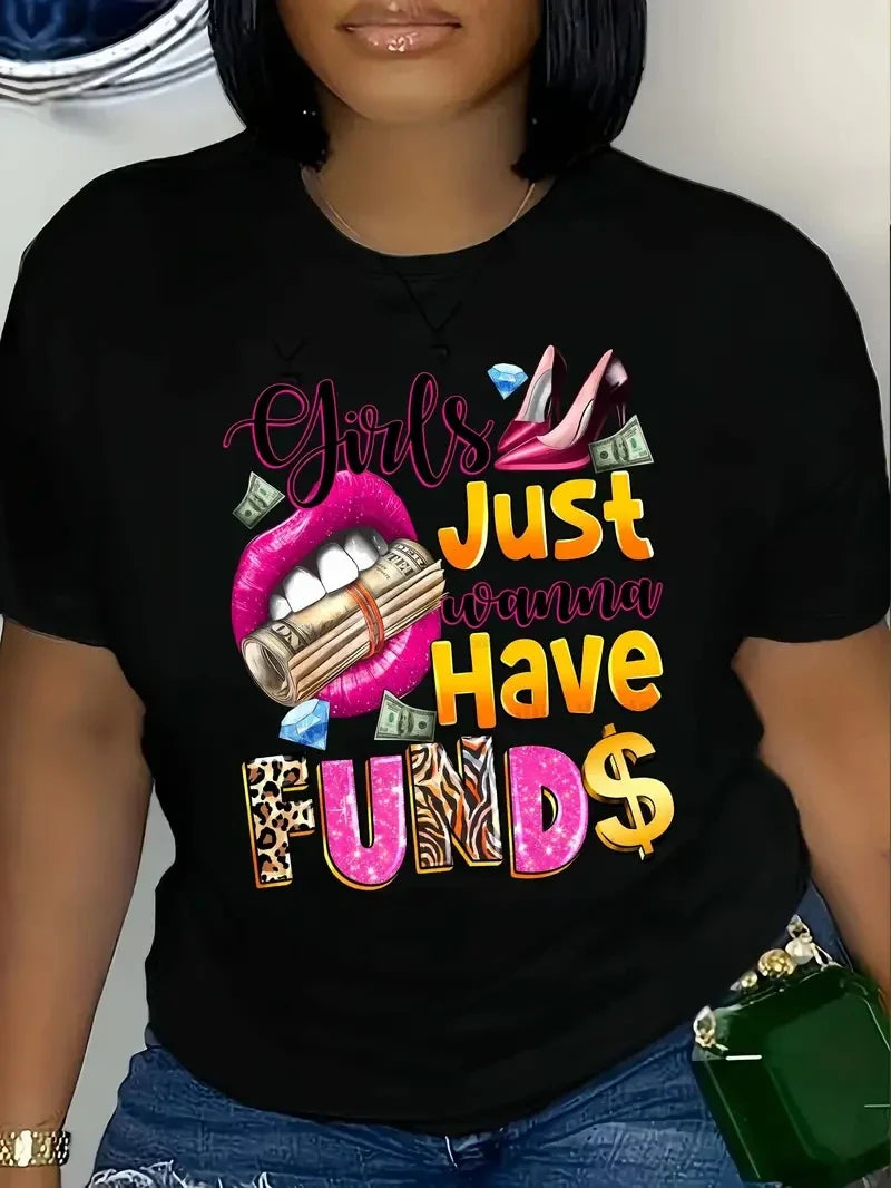 Women's Colorful Bear Print Casual Summer T-Shirt with Large Round Neck and Short Sleeves