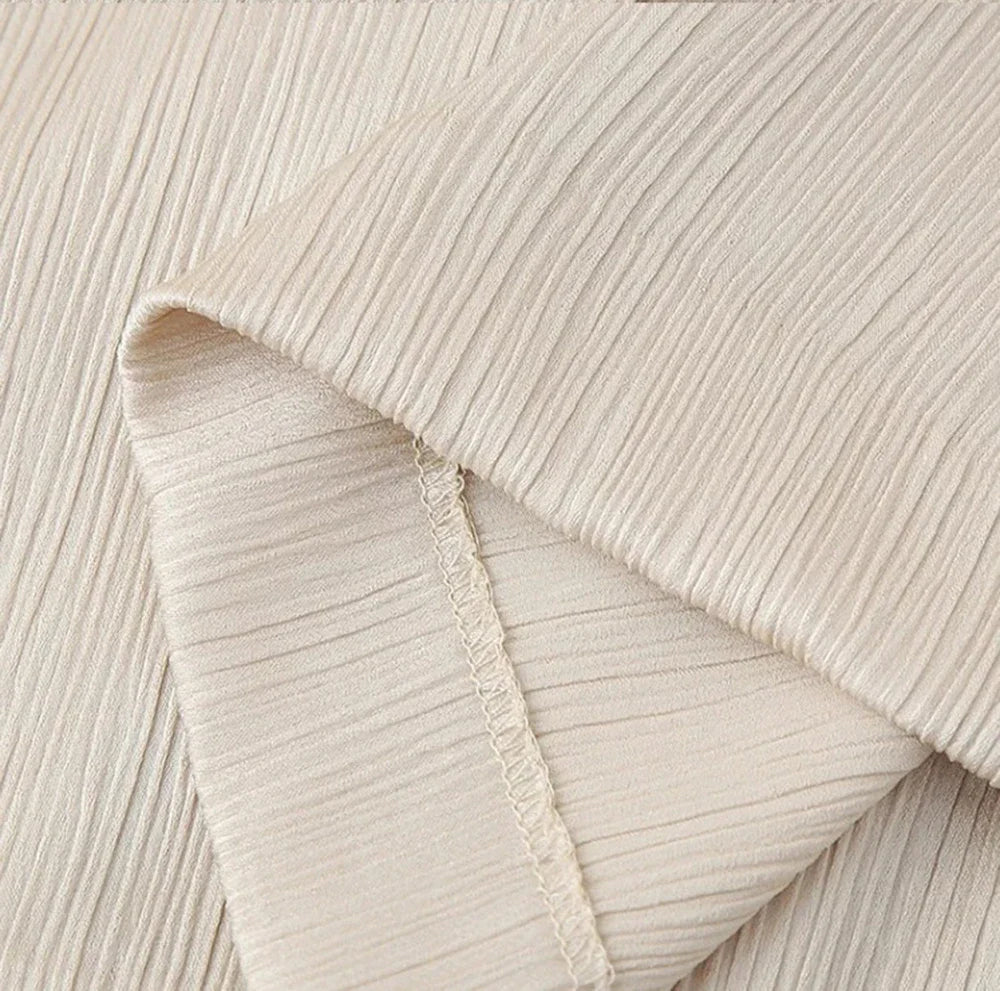 Women's Satin Blazer and High Waisted Straight Leg Pant Set with Crease Texture