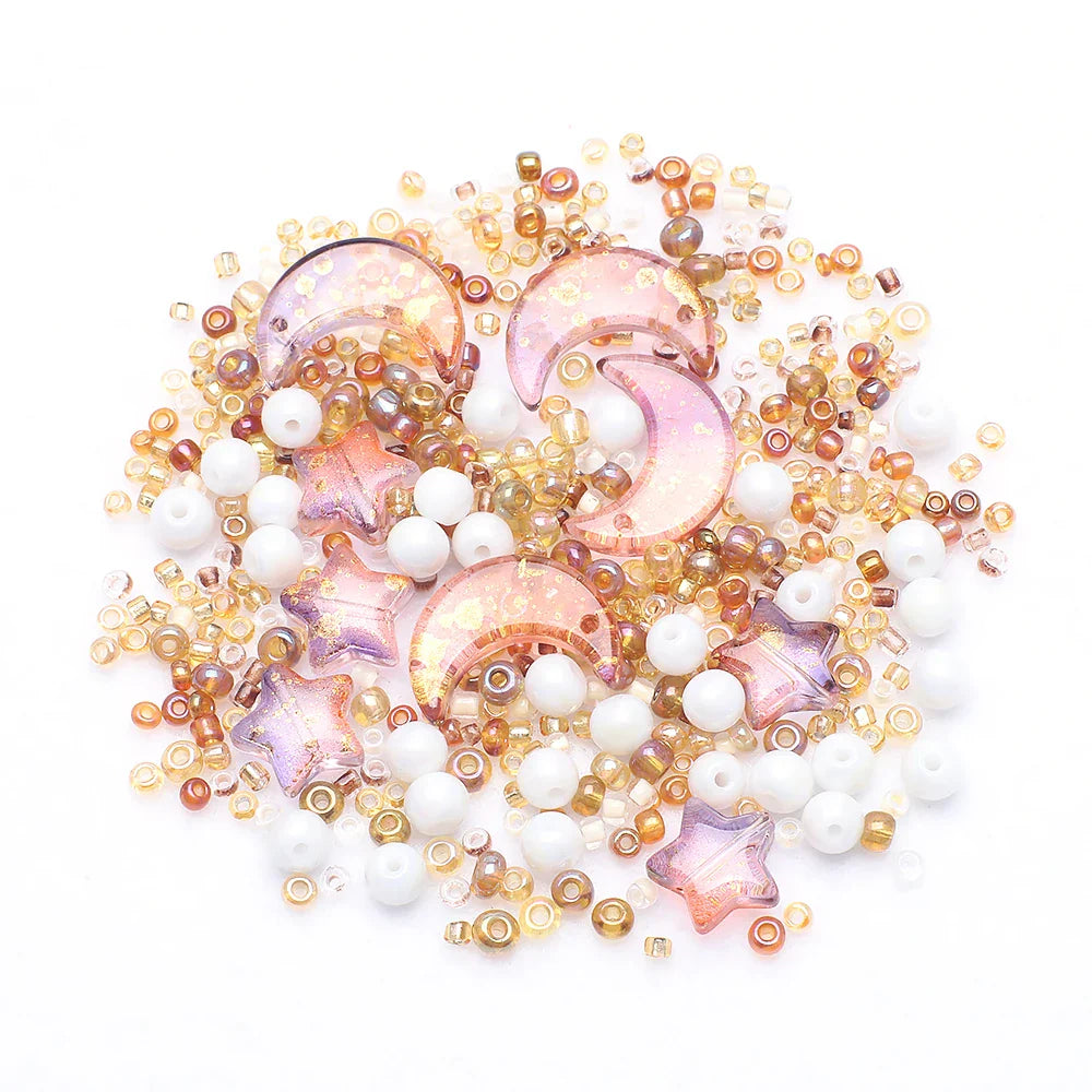 Mixed Star and Moon Crystal Glass Beads for DIY Jewelry Making Craft Bracelets Necklaces and Earrings