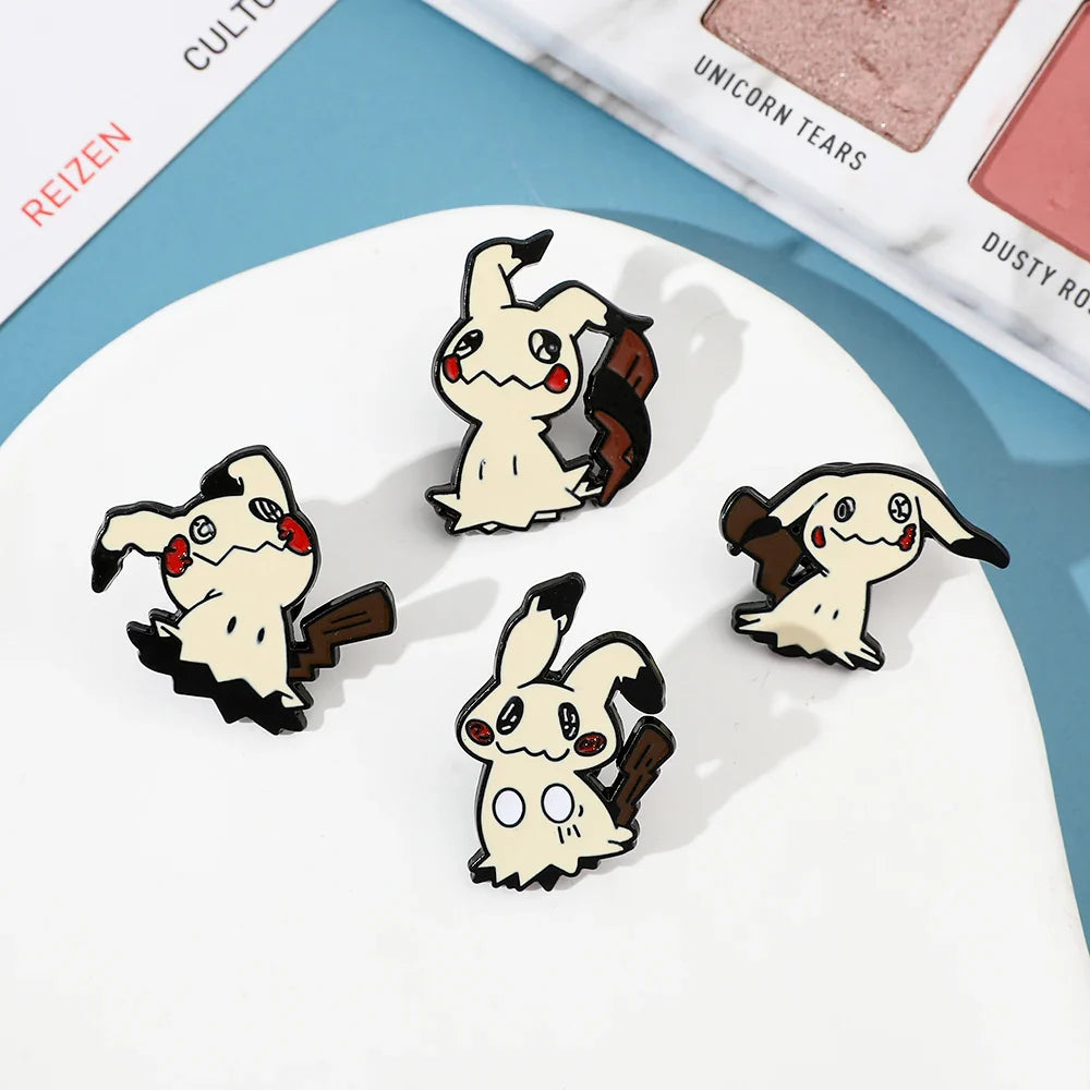 Cartoon Animal Enamel Pin Brooch Set 4 Pcs Fun Mimikyu Jewelry for Backpack Wallet and Clothes Accessories