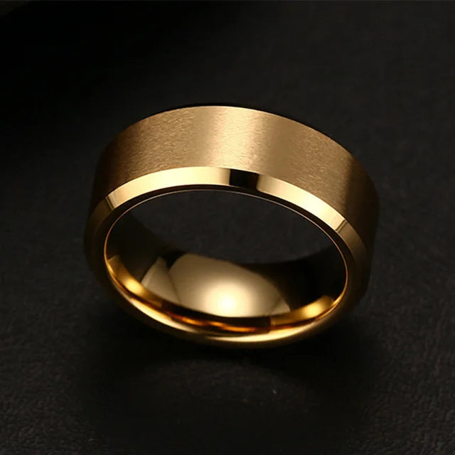 Stainless Steel Black Wedding Engagement Ring for Men and Women Quality Matte Finish Charm Jewelry