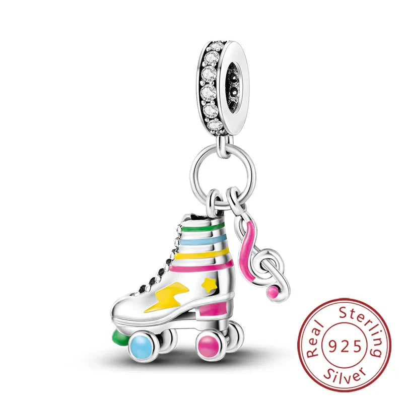 Fit 925 Sterling Silver Bow Perfume Bottle Pink Charms Beads for Women DIY Jewelry Gifts