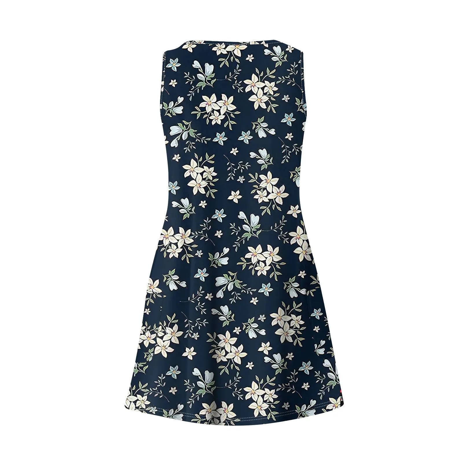 Bohemian Flower Print Beach Dress With Pockets For Women