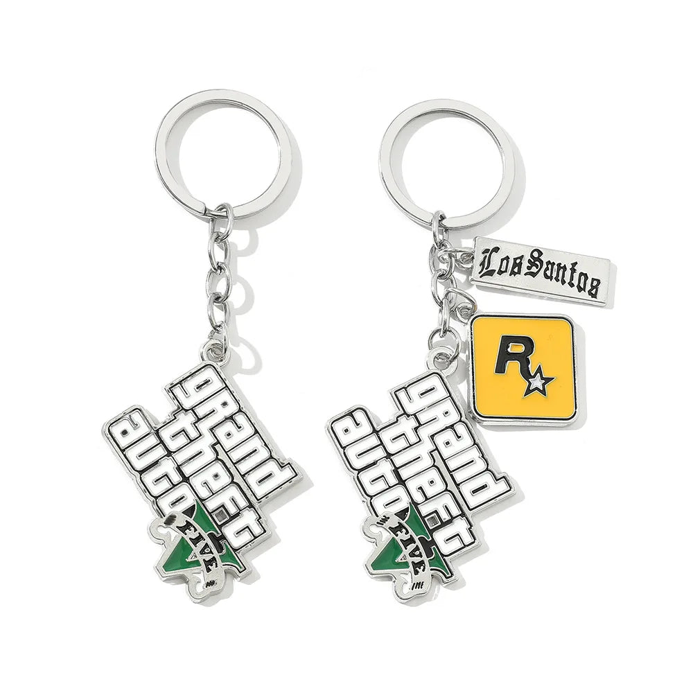 GTA V Keychain Grand Theft Auto 5 Star Pendant Keyring for Men Fashion Jewelry