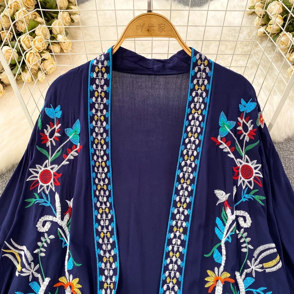 Bohemian Embroidered Floral Dress For Women Beachwear