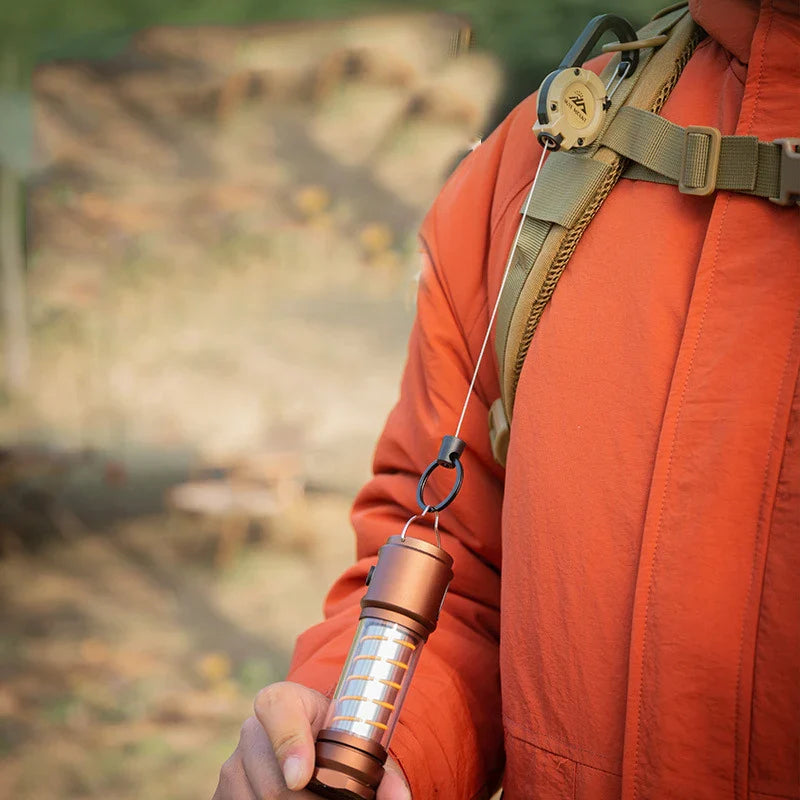 Heavy Duty Retractable Key Ring with Anti-Theft Metal Design and Easy-Pull Elastic Rope for Keys and Badges