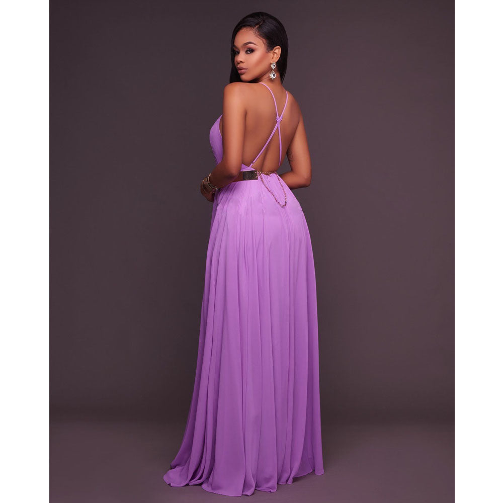 Boho Maxi Dress Sleeveless Summer O Neck Backless Sundress