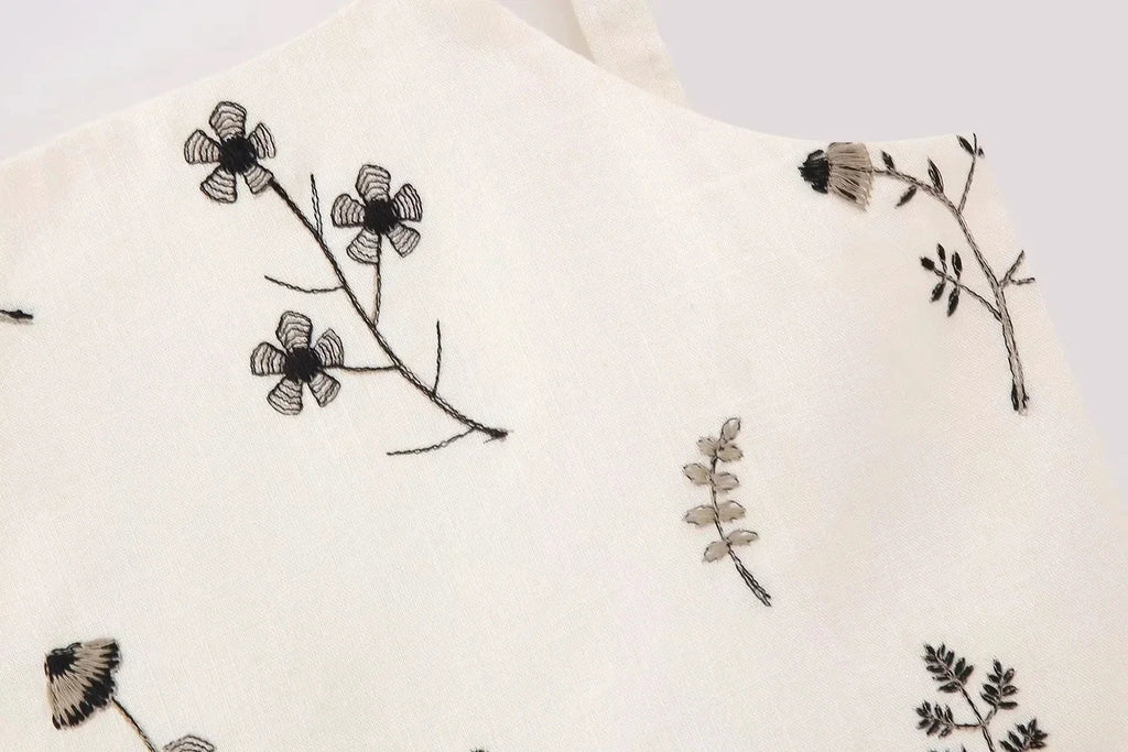 Summer Women Two Piece Set Embroidered Bowknot Short Sling Top with Elegant Midi Skirt Slim Fit Casual Fashion Outfit