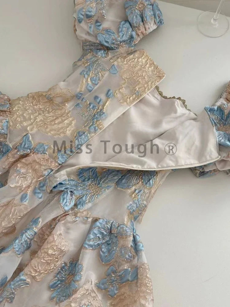 Square Neck Dress Women Boho Print Mini Dress Beach Style