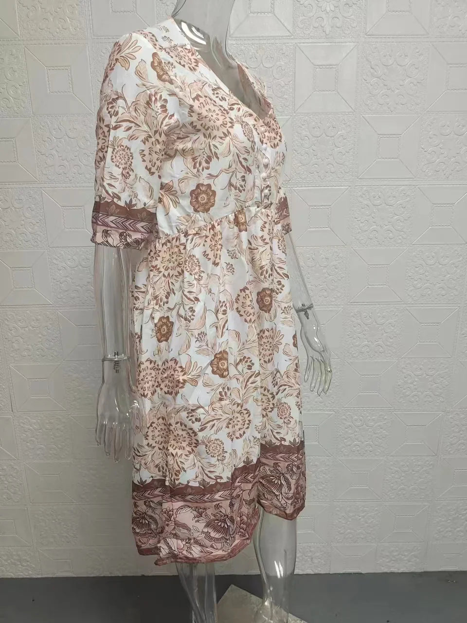 Loose Floral Print Elegant V Neck Dress For Women Everyday