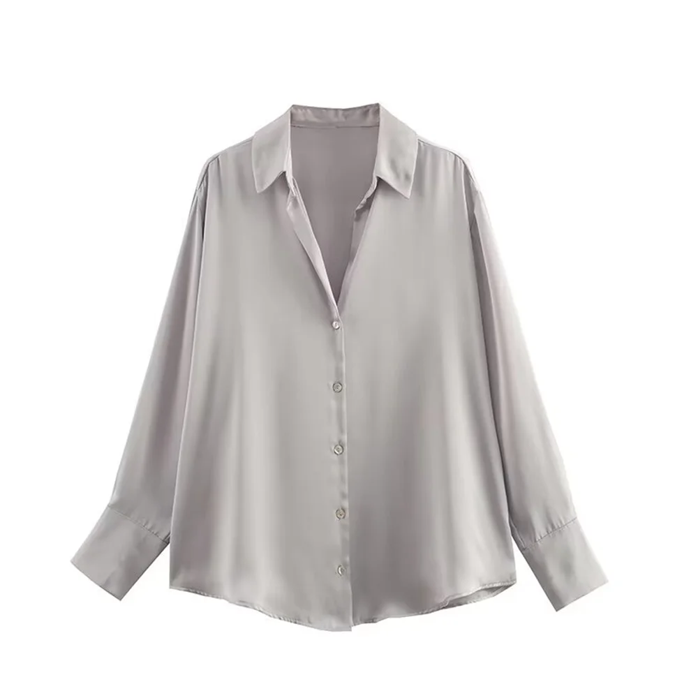 Women's Casual Loose Silk Satin Shirt with Versatile Soft Texture and Elegant Design