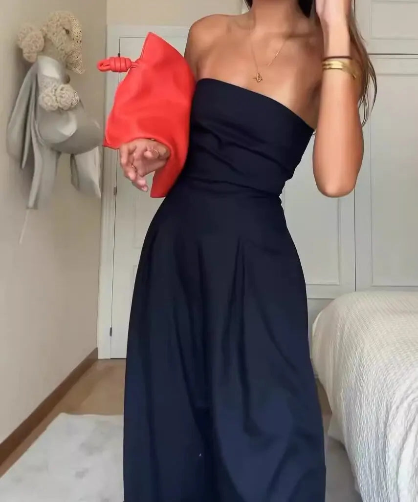 Women's Casual Backless Slim Fit Smocked Waist Temperament Jumpsuit for Elegant Daywear