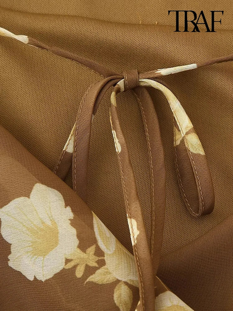 French Chic Halter Dress With Double Ruffles And V Neck