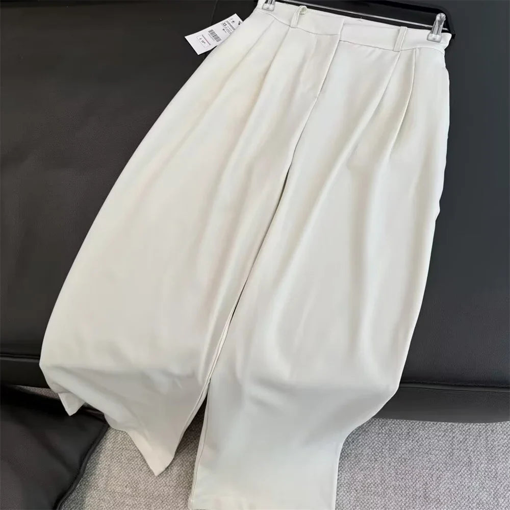 Fashionable Flip Cover Short Vest and Wide Leg Long Pants Set for Effortless Style