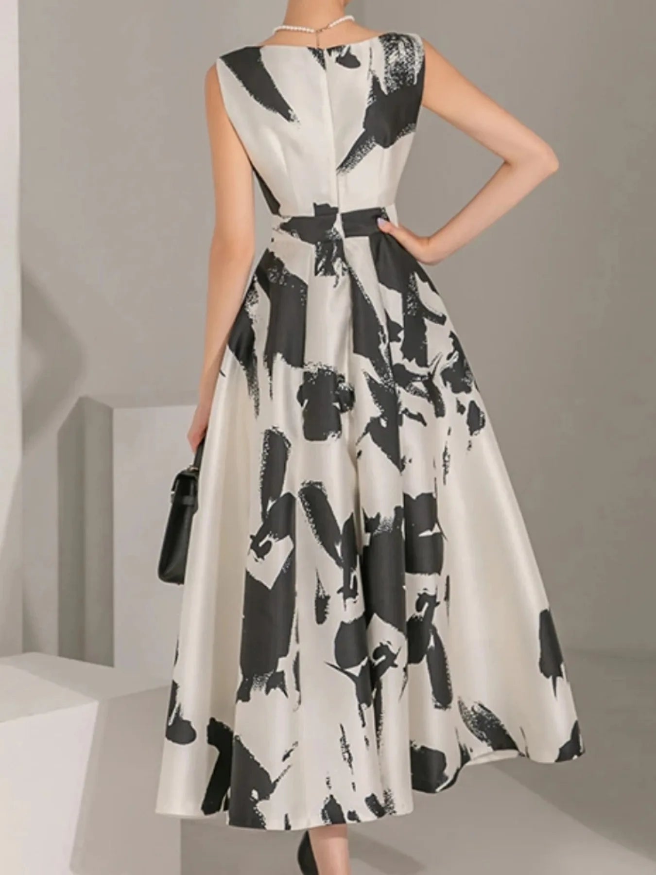 Women Sleeveless Midi Dress A Line For Party Casual Summer