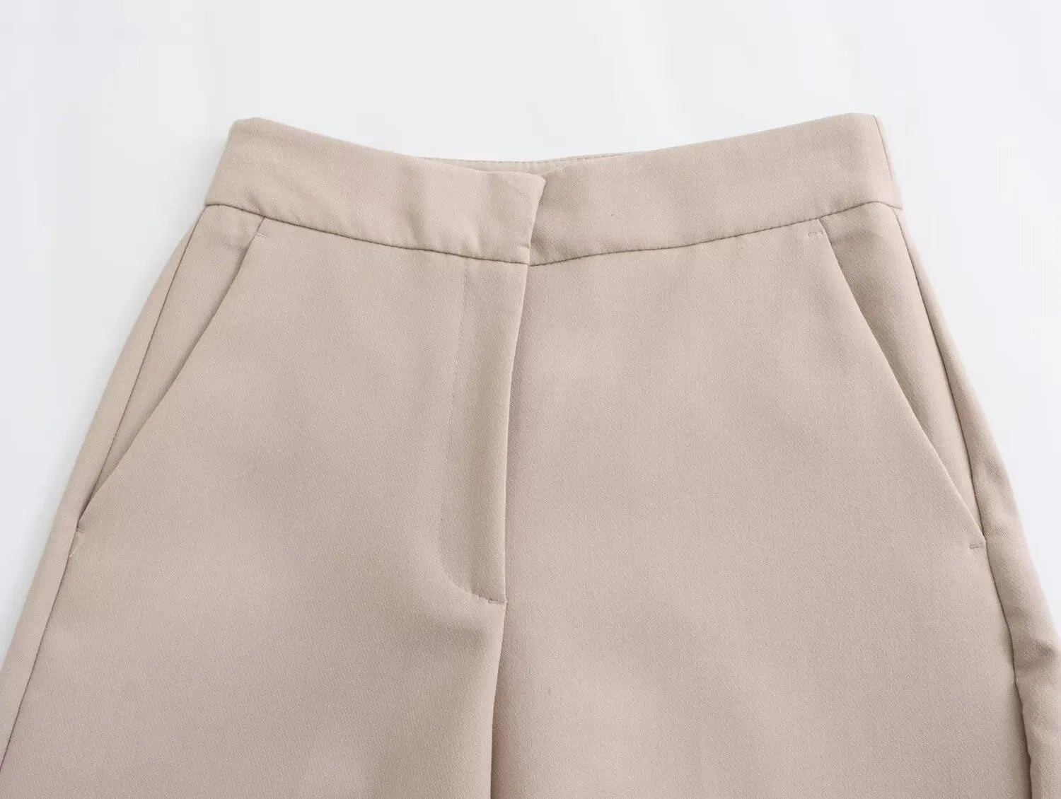 Khaki Women's Suit Set with High Waisted Straight Leg Pants and Fashion Vest