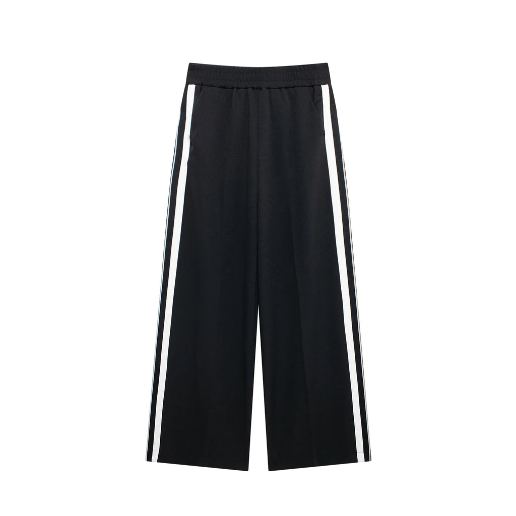 Women's Long Sleeve Zip Jacket and Elastic Waist Trousers Side Stripe Activewear Set